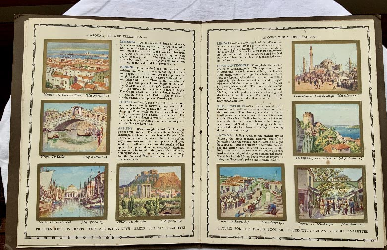 album set of 50 cigarette cards AROUND THE MEDITERRANEAN by Major Drapkin London 1926 catalogue value $282